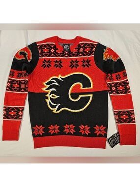 Calgary Flames Ugly Christmas Sweater Official NHL Men Holiday Hockey Medium NWT